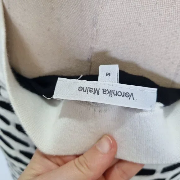 Veronika Maine Black & White Geometric Knit Pencil Skirt Size M - Picture 6 of 6